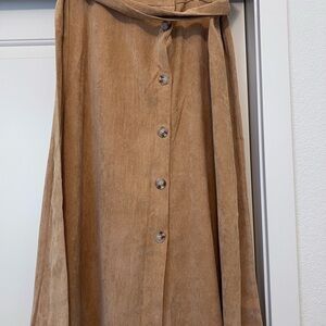 H&M Camel Button-Front A-Line Skirt